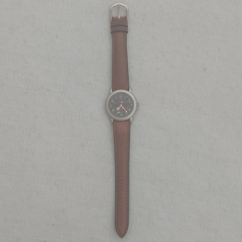 TIME MAGAZINE Unisex quartz Silver Tone Brown Leather Watch NIB